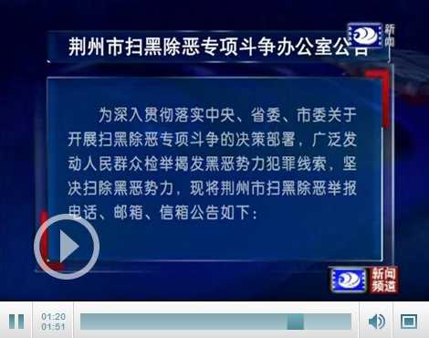 荆州市公布扫黑除恶专项斗争举报电话